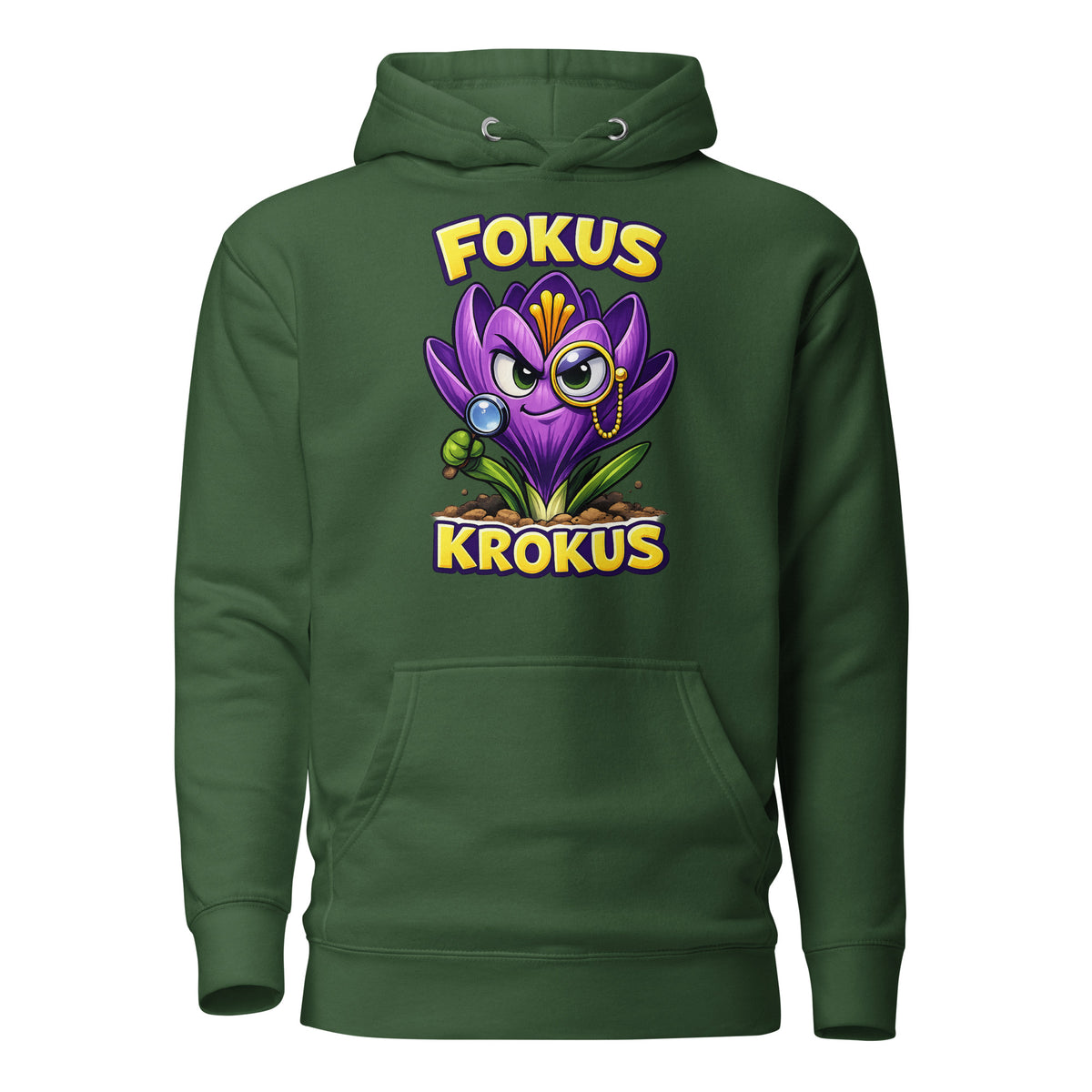 Fokus Krokus – Unisex Hoodie – grün, Vorderansicht