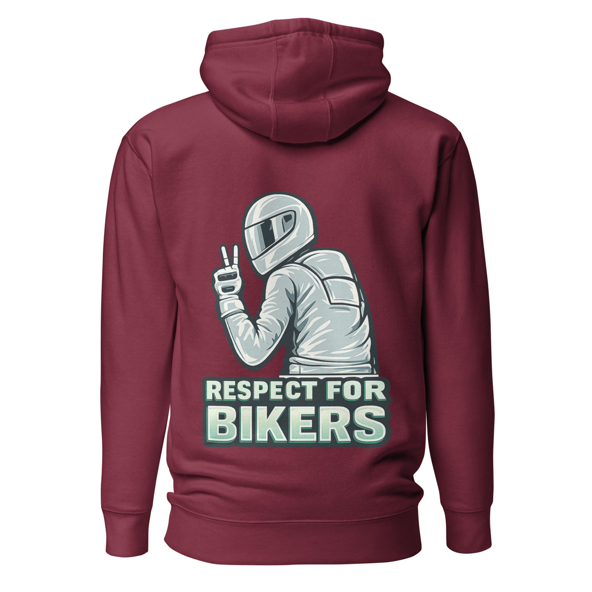 Respect for Bikers – Unisex Hoodie (Backprint) – weinrot, Rückansicht