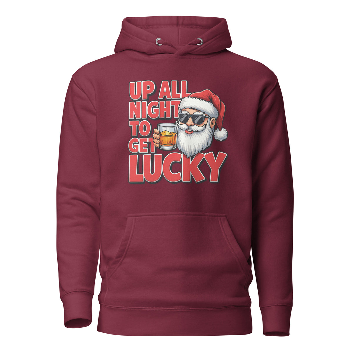 Up All Night To Get Lucky – Unisex Hoodie – weinrot, Vorderansicht