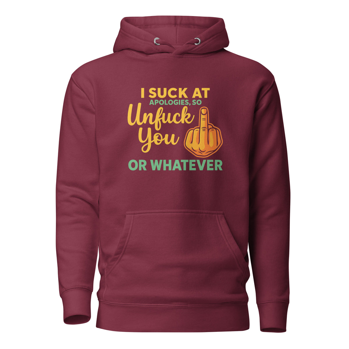 Unfuck You – Unisex Hoodie – weinrot, Vorderansicht