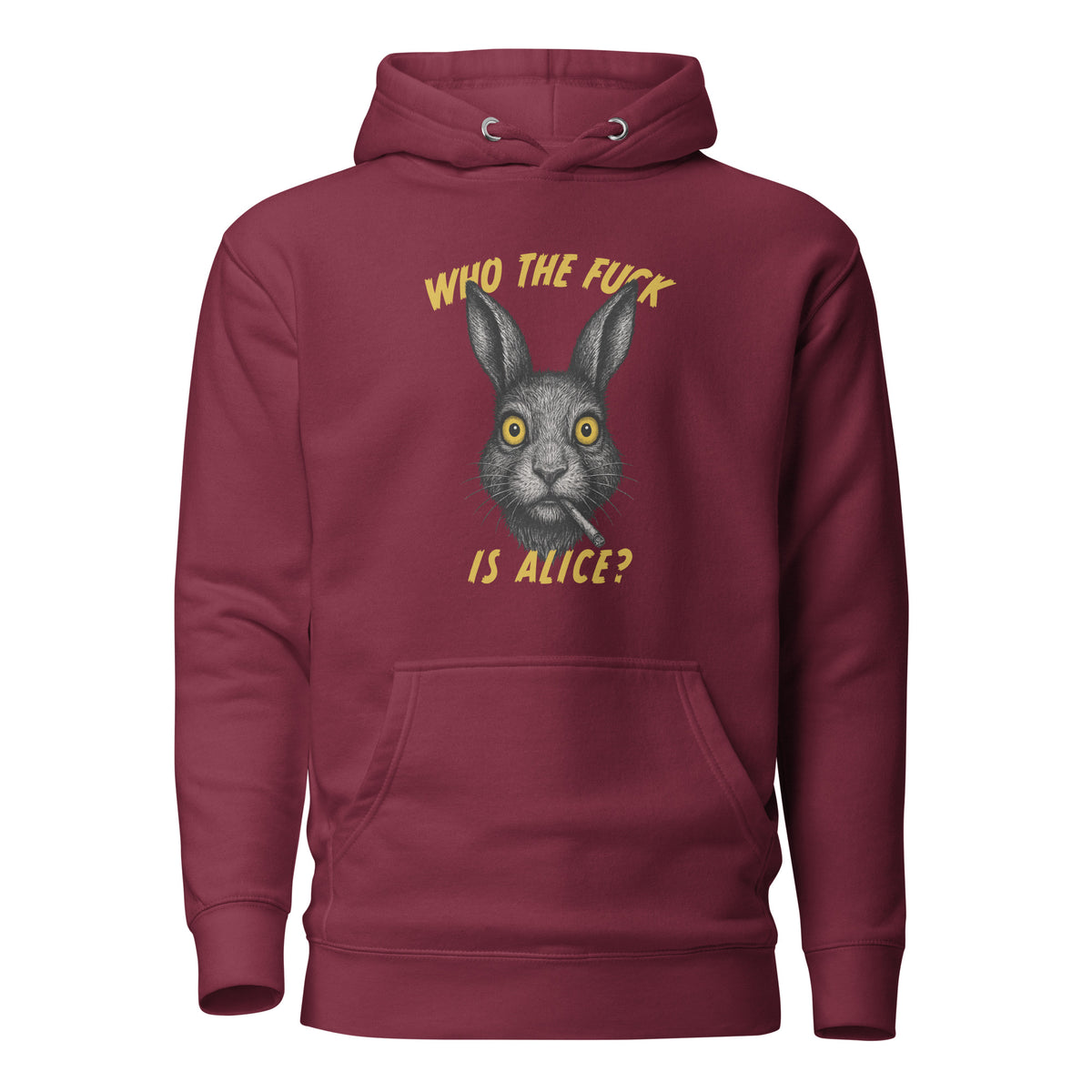 Who the F*ck is Alice? – Unisex Hoodie – weinrot, Vorderansicht