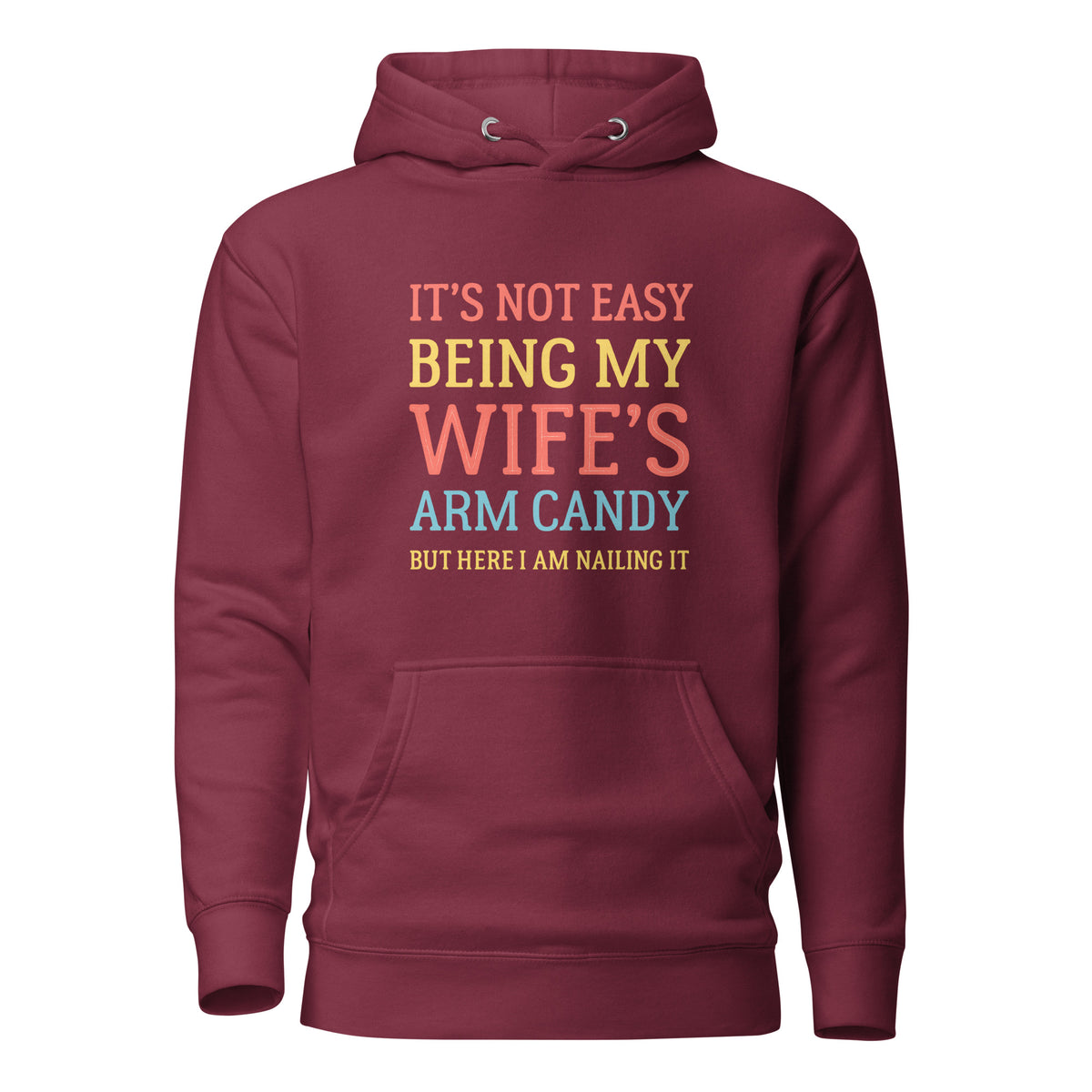 Wife’s Arm Candy – Unisex Hoodie – weinrot, Vorderansicht