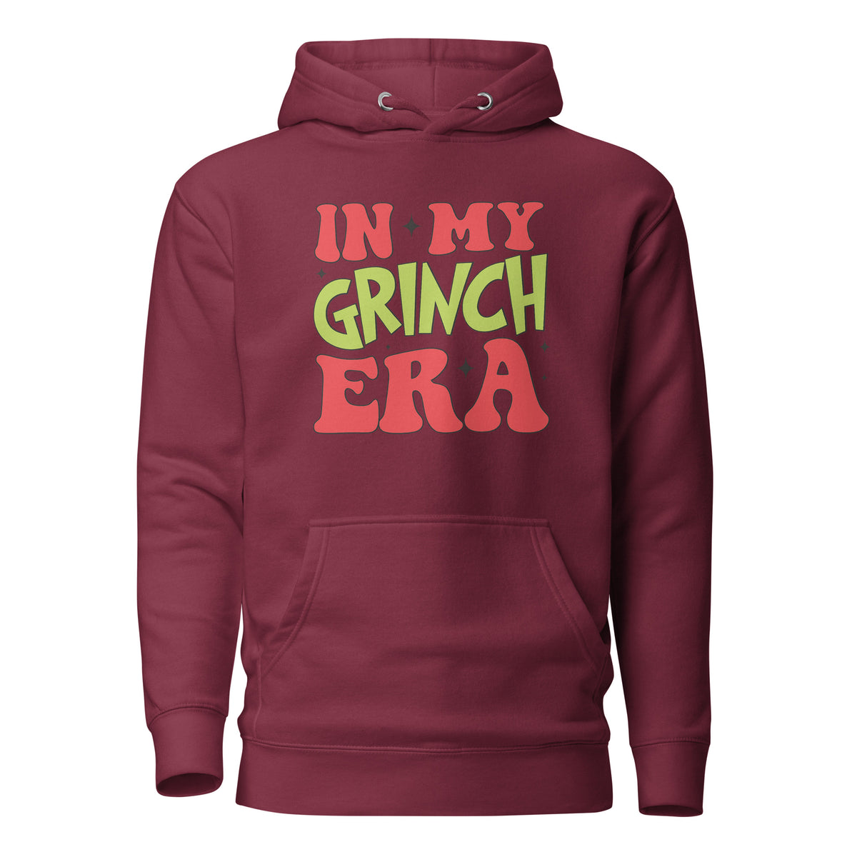 In My Grinch Era – Lustiger Weihnachts-Hoodie – weinrot, Vorderansicht