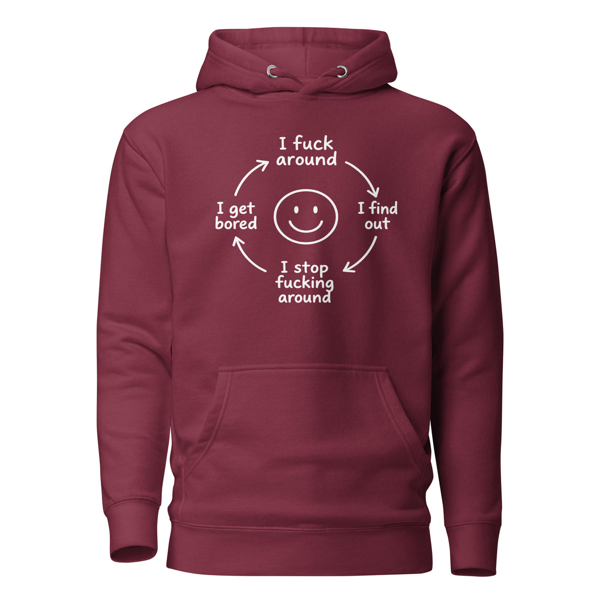 F*ck Around Cycle Unisex Hoodie – weinrot, Vorderansicht
