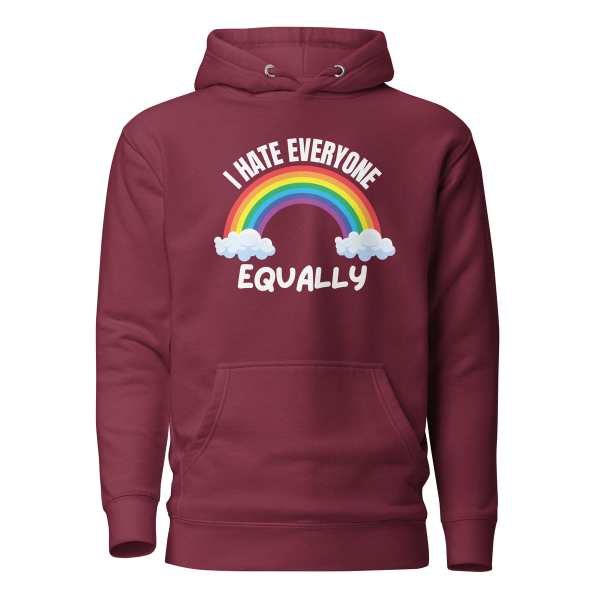 I Hate Everyone Equally – Hoodie Unisex – weinrot, Vorderansicht