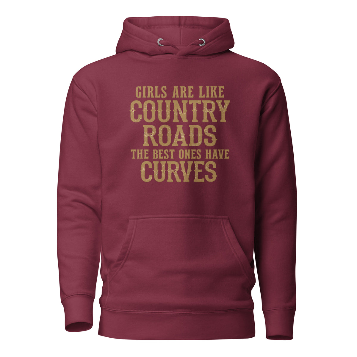 Girls Are Like Country Roads – Unisex Hoodie – weinrot, Vorderansicht