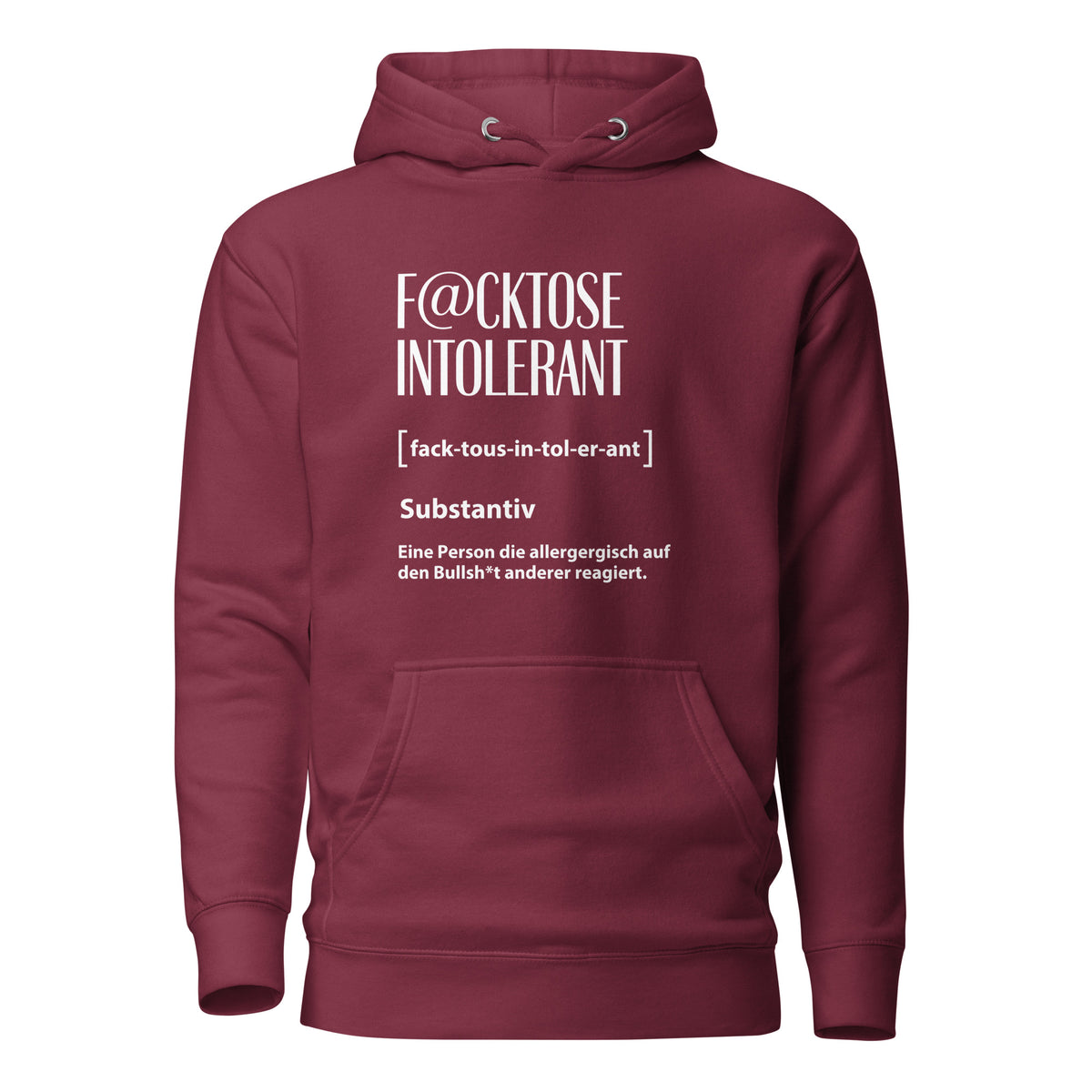 F@cktoße Intolerant - Unisex Hoodie – weinrot, Vorderansicht
