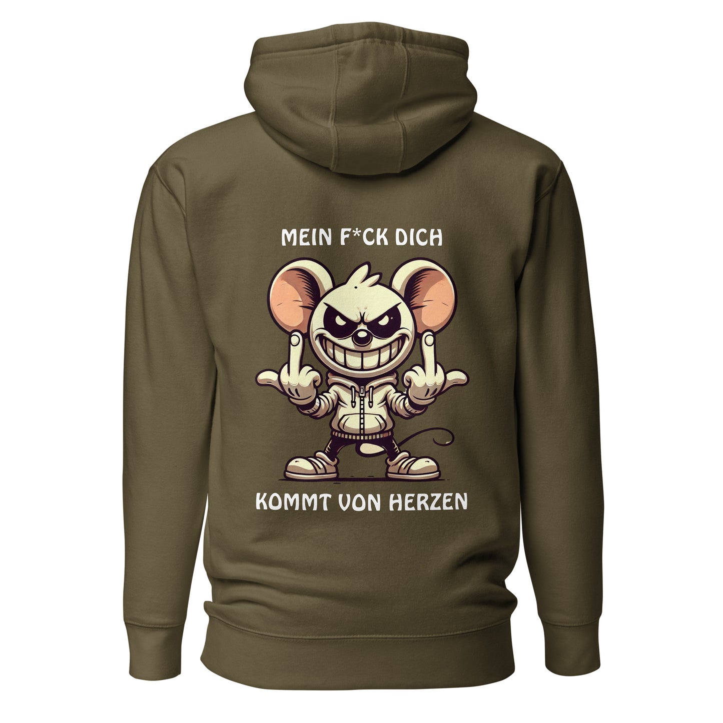 „Mein F*ck Dich kommt von Herzen“ – Maus Hoodie Backprint