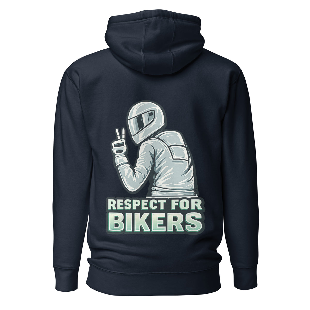 Respect for Bikers – Unisex Hoodie (Backprint) – navyblau, Rückansicht