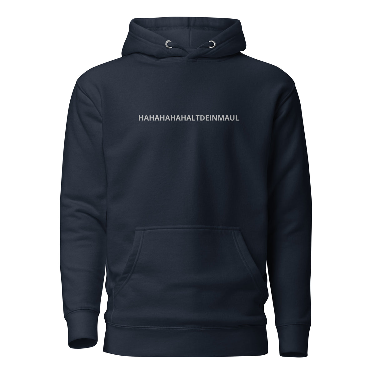 HAHALTDEINMAUL – Hoodie – navyblau, Vorderansicht