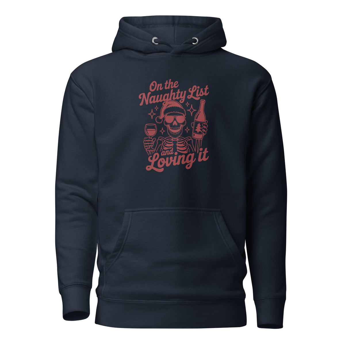 On the Naughty List and Loving It – Unisex Hoodie – navyblau, Vorderansicht