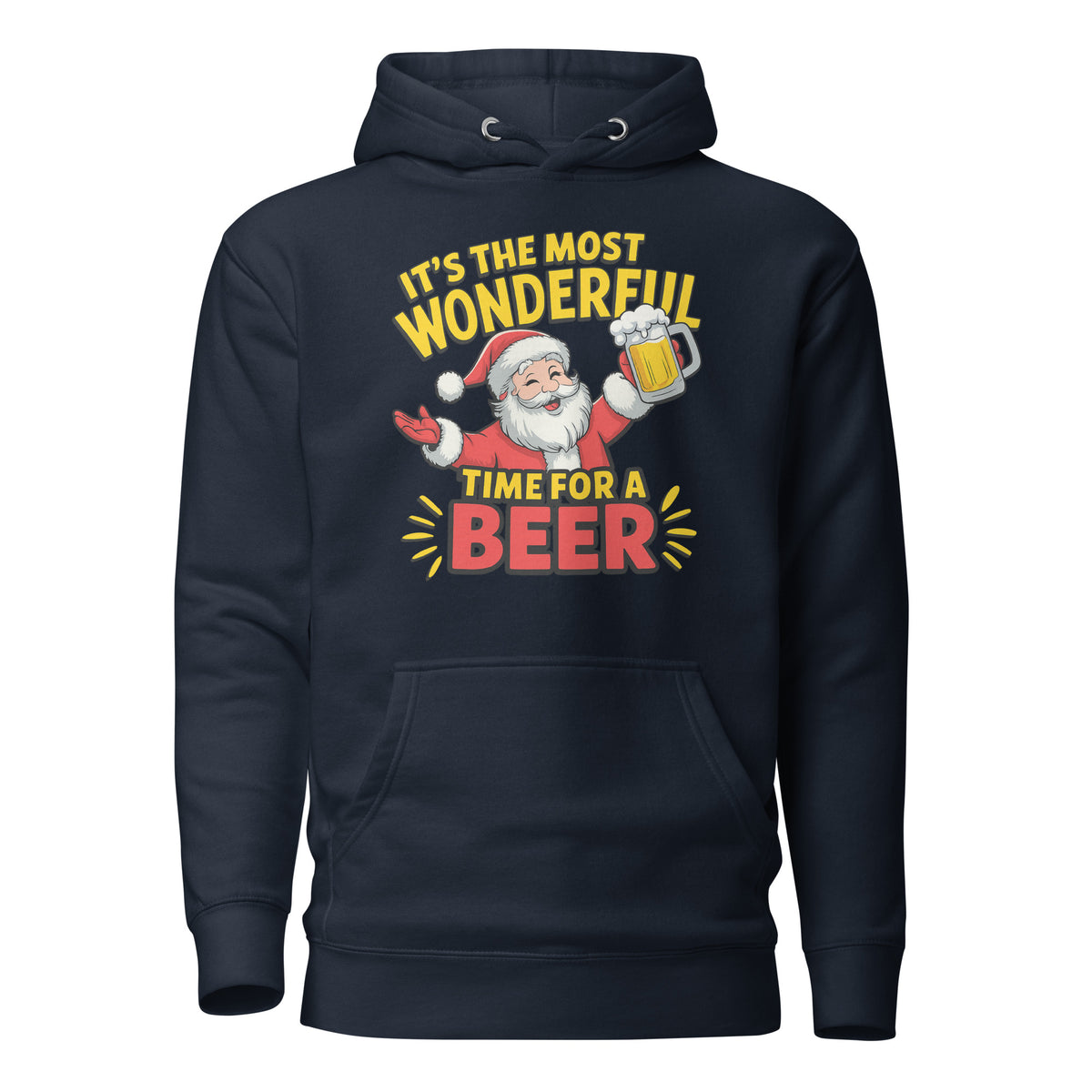 It’s the Most Wonderful Time for a Beer – Unisex Hoodie – navyblau, Vorderansicht