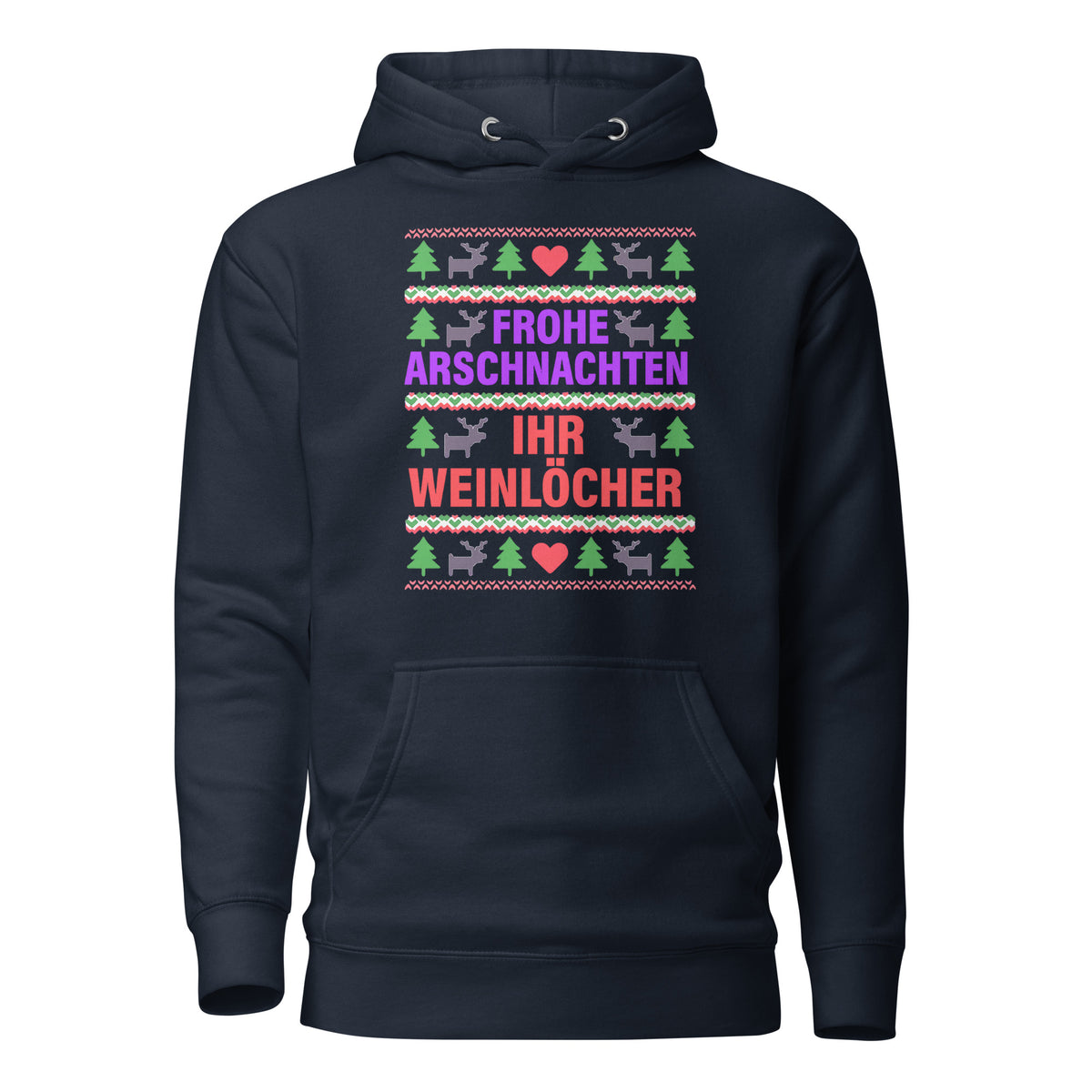 Frohe Arschnachten – Unisex Hoodie – navyblau, Vorderansicht