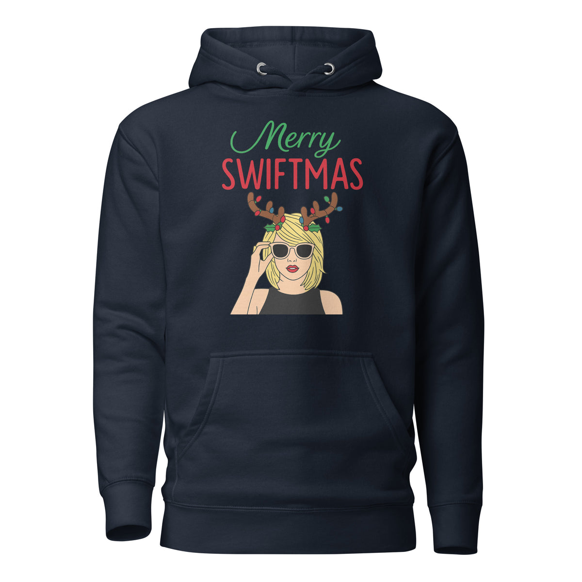 Merry Swiftmas Unisex Hoodie – navyblau, Vorderansicht