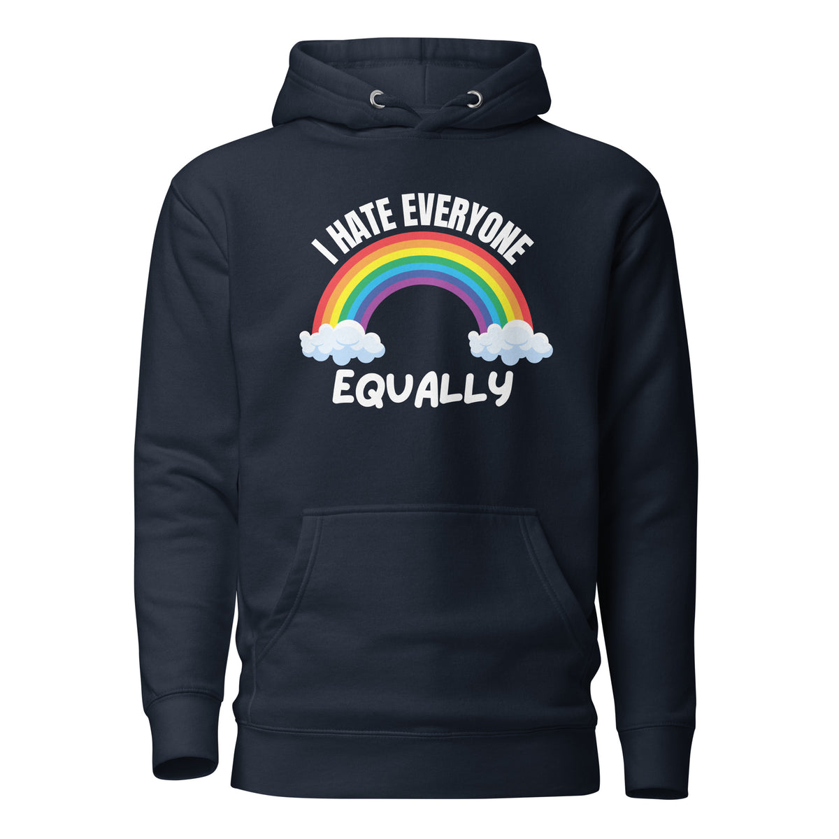 I Hate Everyone Equally – Hoodie Unisex – navyblau, Vorderansicht