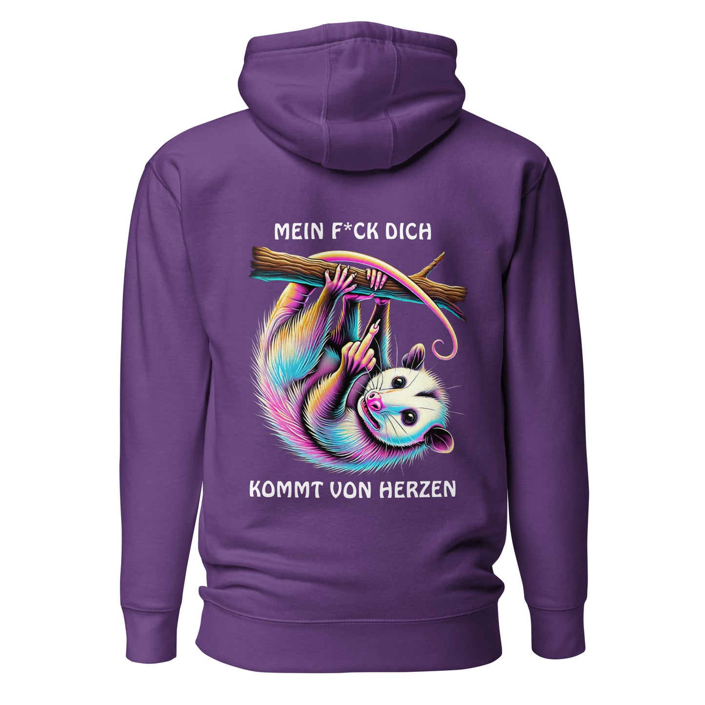 „Mein F*ck Dich kommt von Herzen“ – Opossum Hoodie Backprint