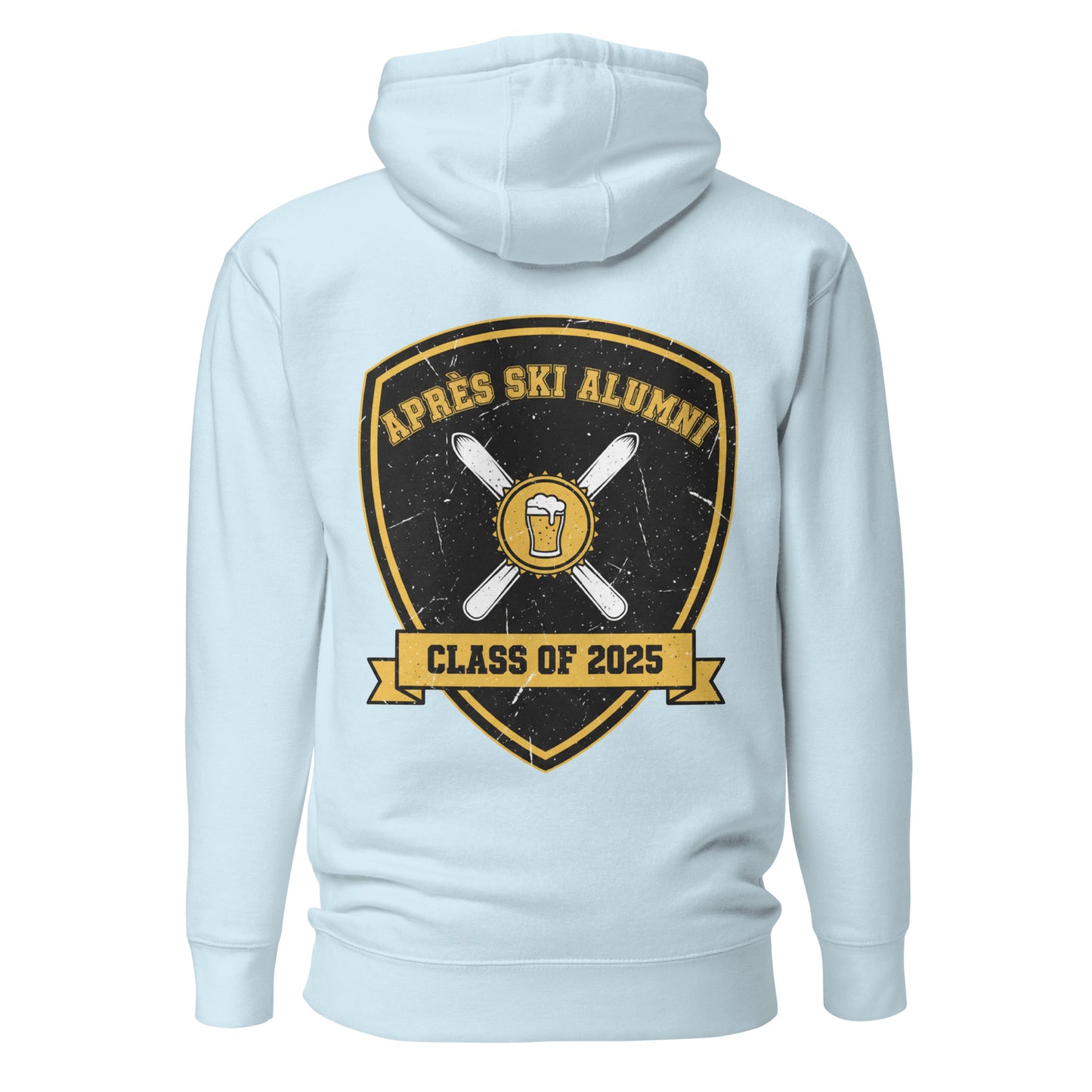Après Ski Alumni – Class of 2025 – Unisex Hoodie Backprint – blau, Rückansicht