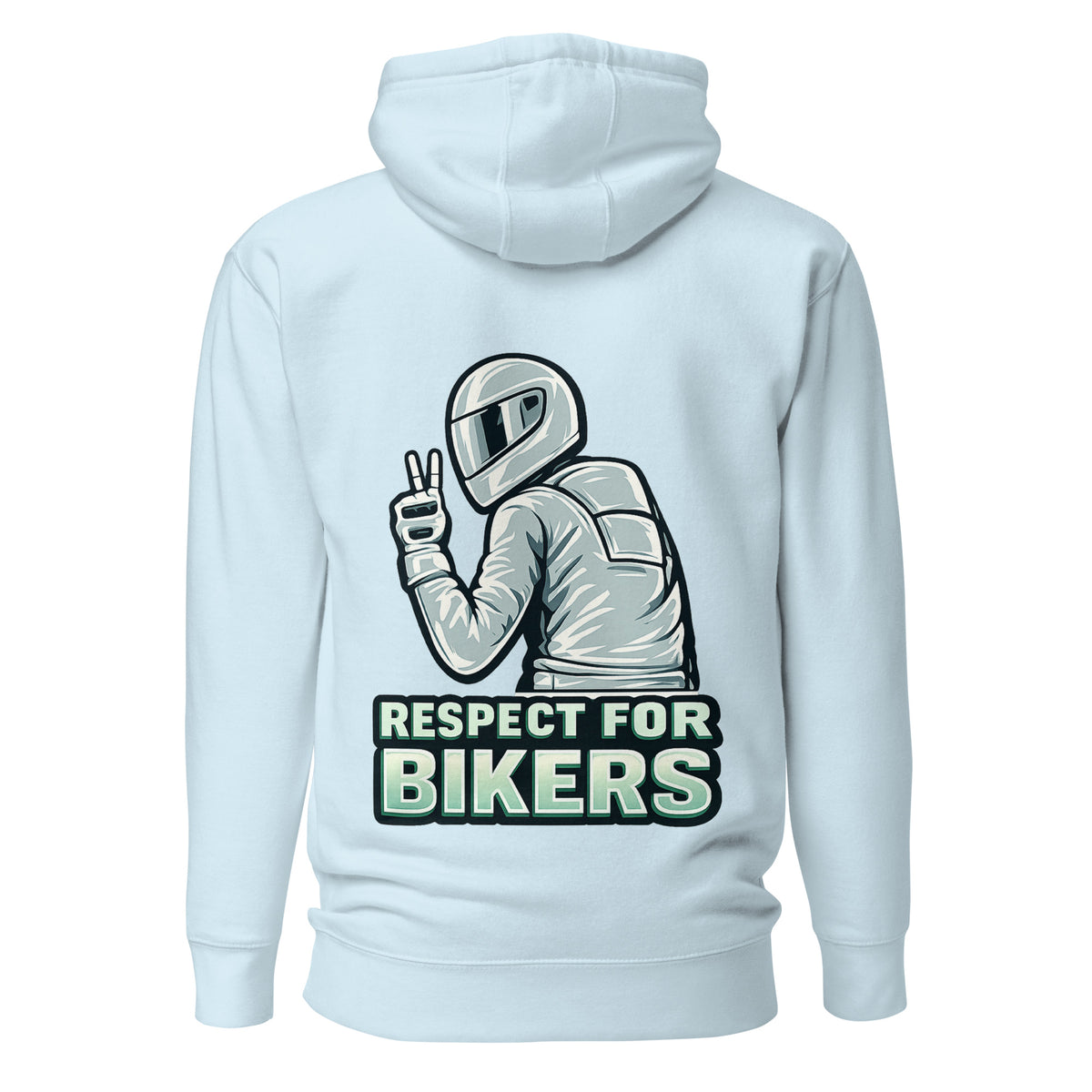 Respect for Bikers – Unisex Hoodie (Backprint) – blau, Rückansicht