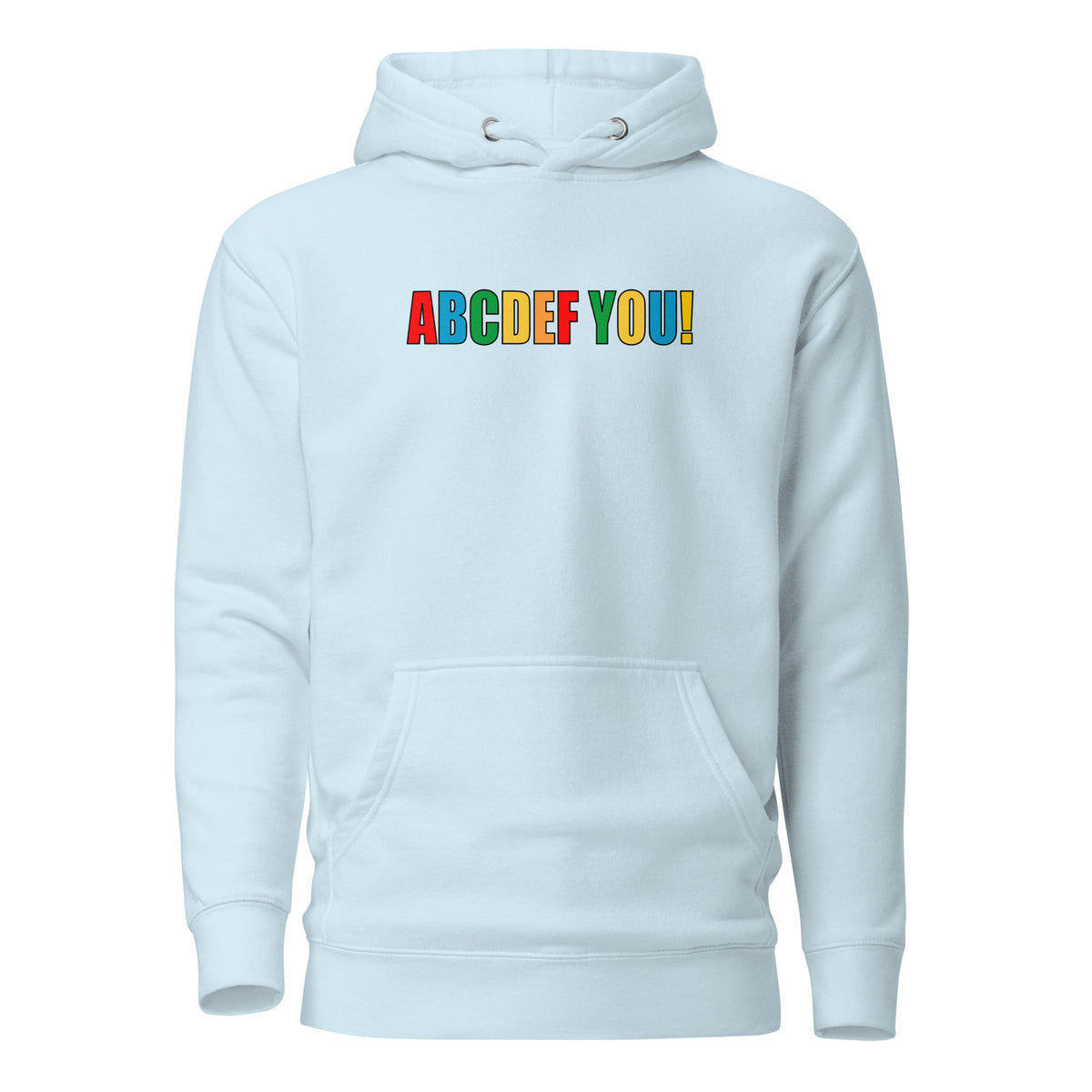 ABCDEF YOU! – Unisex Hoodie – blau, Vorderansicht