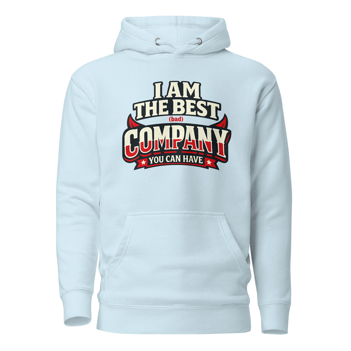 I Am The Best (Bad) Company – Statement Hoodie – blau, Vorderansicht