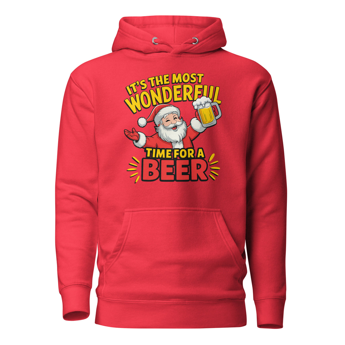 It’s the Most Wonderful Time for a Beer – Unisex Hoodie – rot, Vorderansicht
