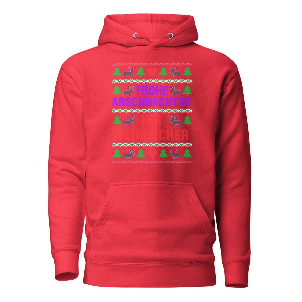 Frohe Arschnachten – Unisex Hoodie – rot, Vorderansicht