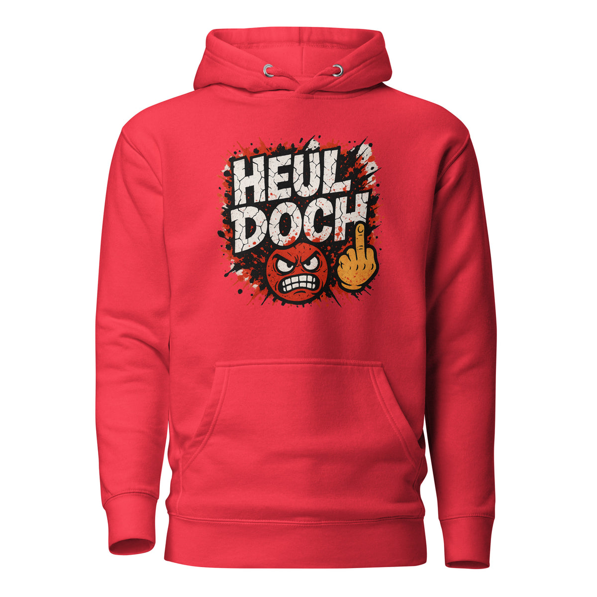Heul doch – Unisex Hoodie – rot, Vorderansicht