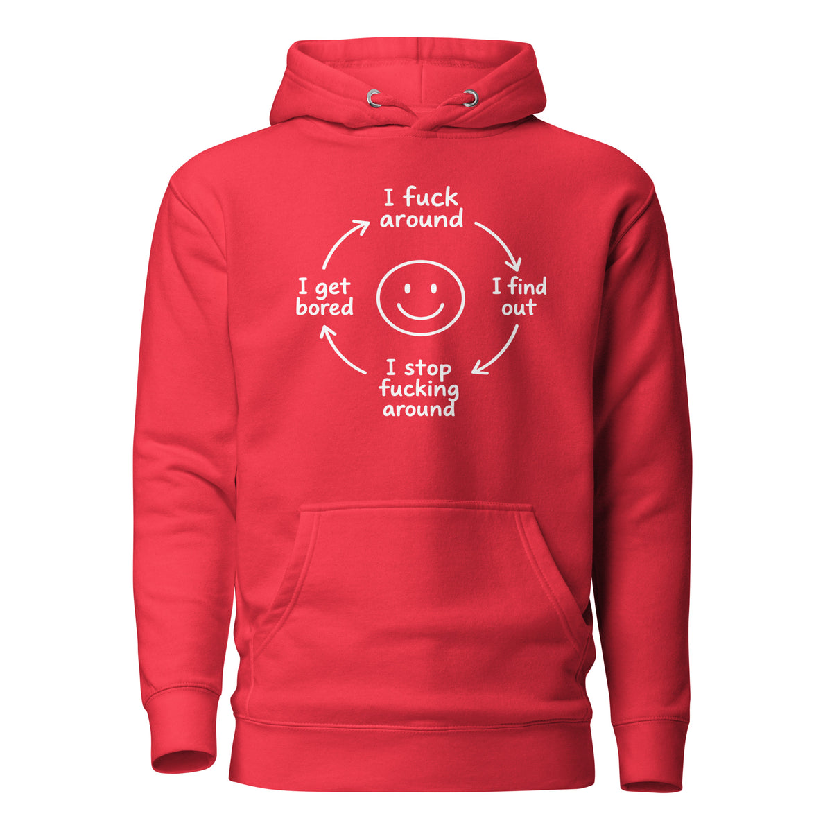 F*ck Around Cycle Unisex Hoodie – rot, Vorderansicht