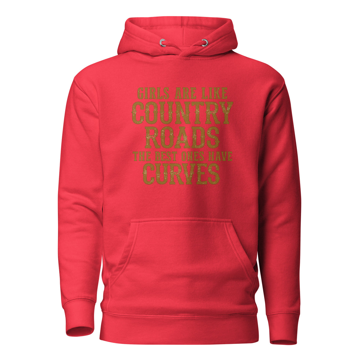 Girls Are Like Country Roads – Unisex Hoodie – rot, Vorderansicht