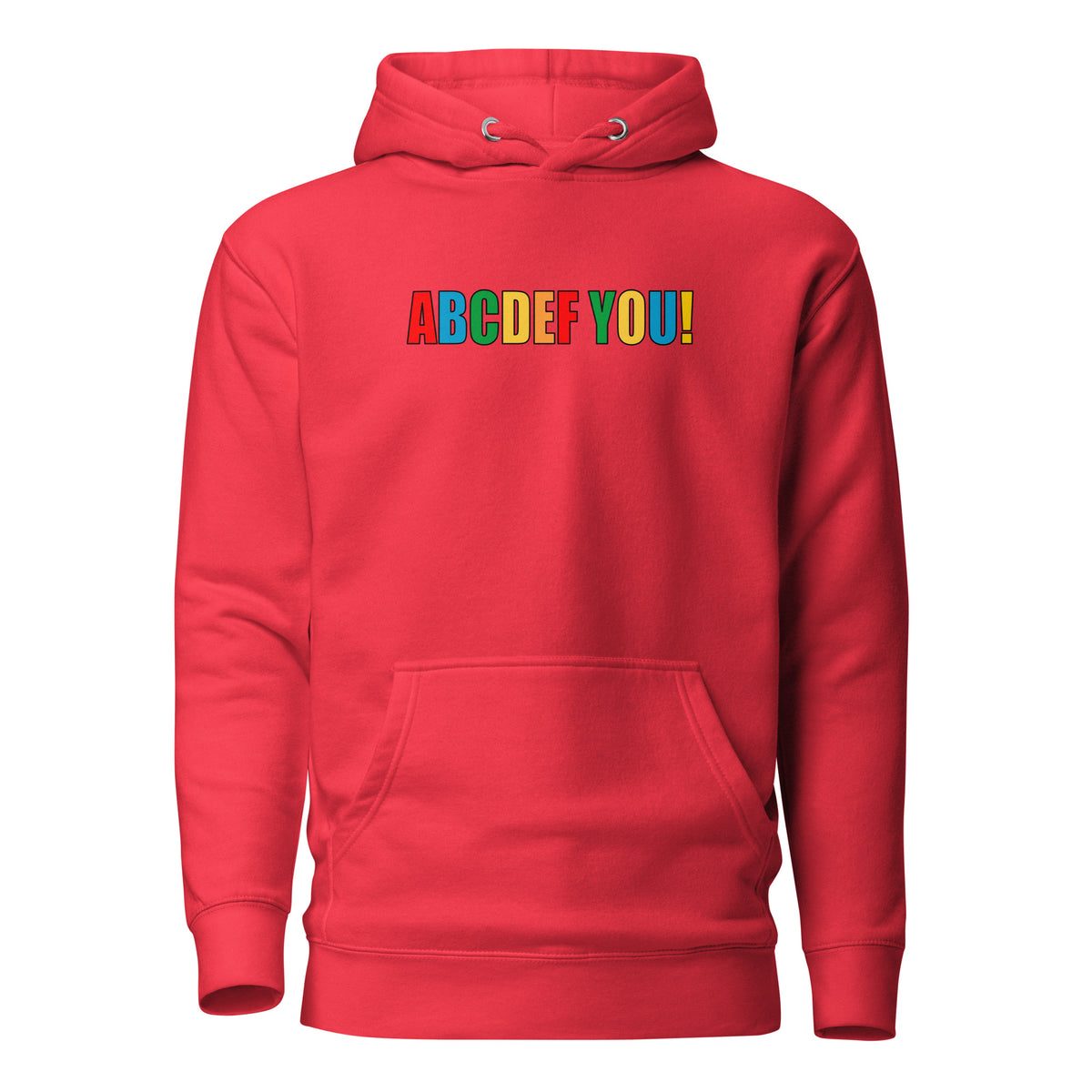 ABCDEF YOU! – Unisex Hoodie – rot, Vorderansicht