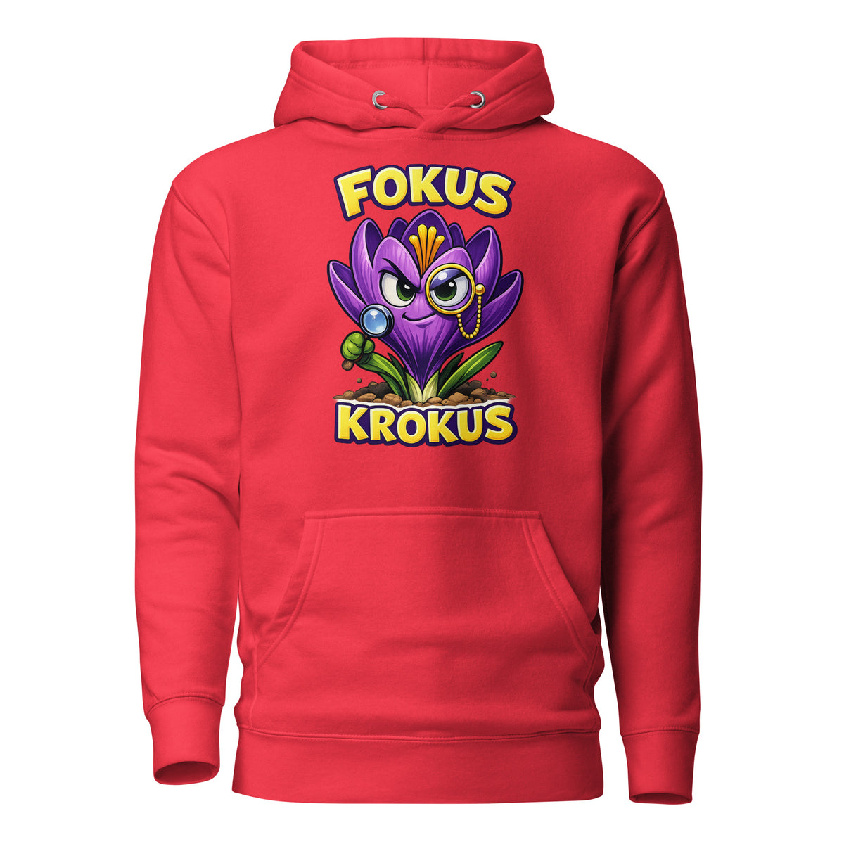 Fokus Krokus – Unisex Hoodie – rot, Vorderansicht