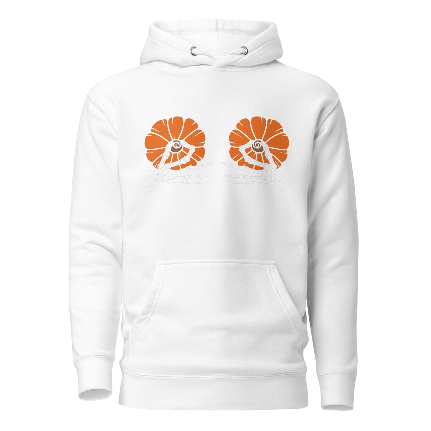 Pumpkin Boobs 2.0 – Halloween Hoodie mit Skelett-Händen