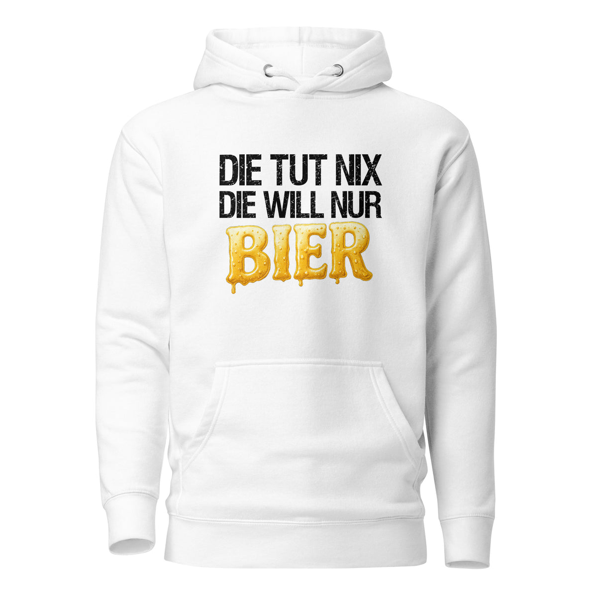 Die tut nix - Die will nur Bier - Hoodie – weiß, Vorderansicht