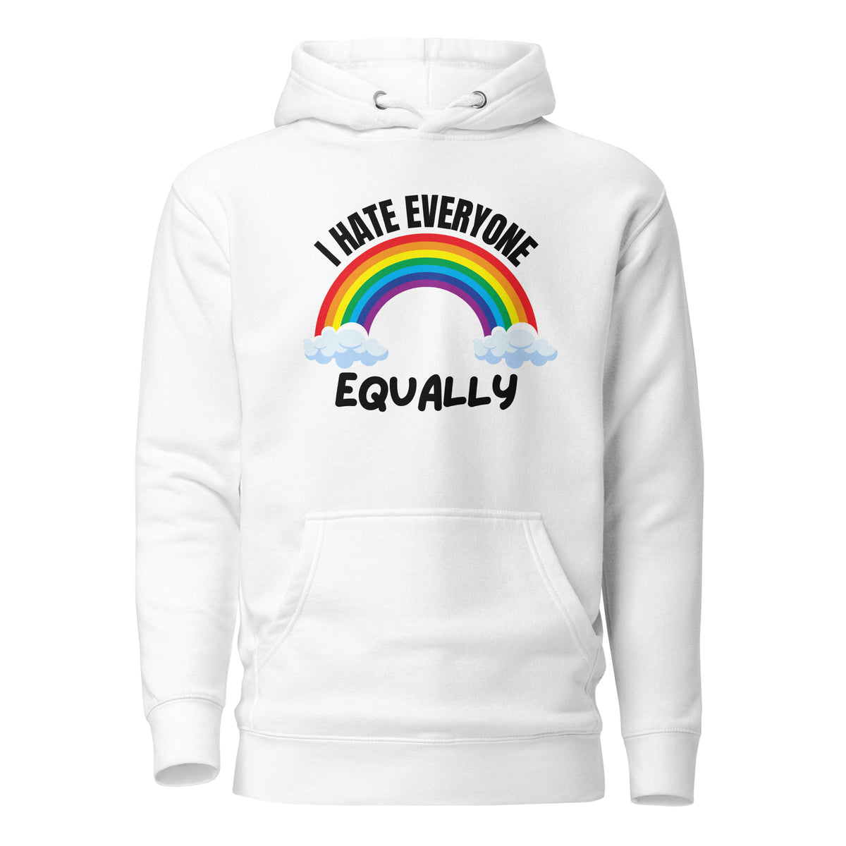 I Hate Everyone Equally – Hoodie Unisex – weiß, Vorderansicht