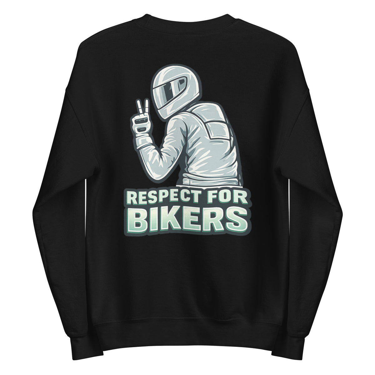 Respect for Bikers – Unisex Sweater (Backprint) – schwarz, Rückansicht