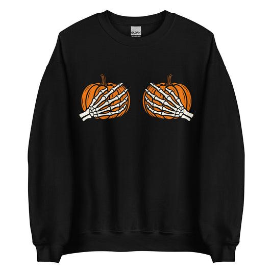 Pumpkin Boobs – Halloween Sweater mit Skeletthänden