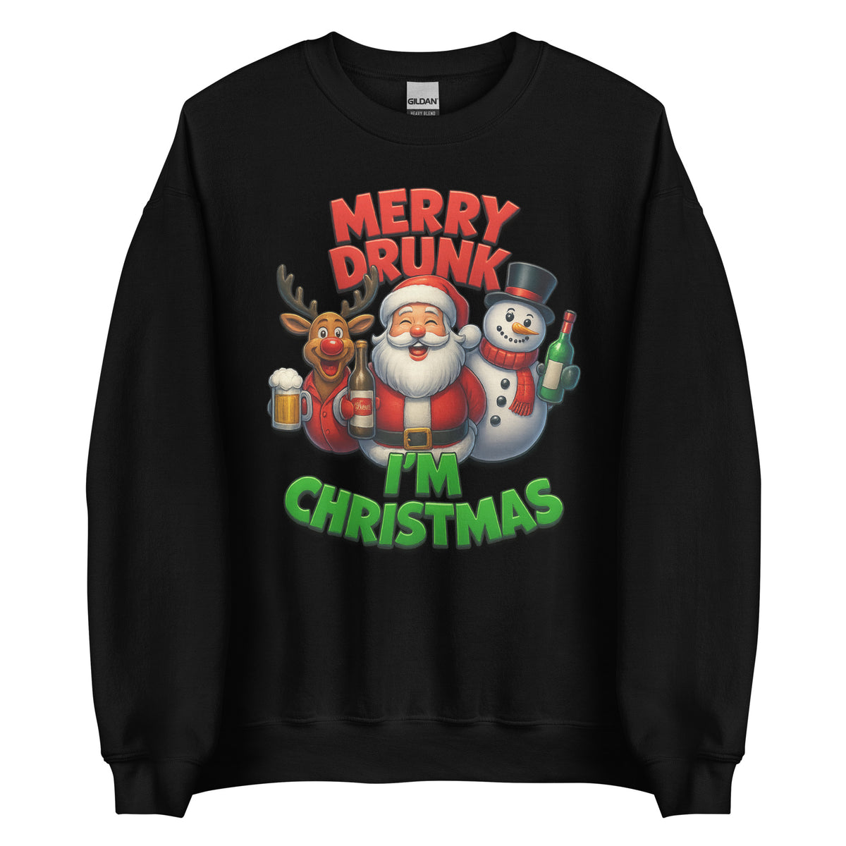 Merry Drunk I’m Christmas – Unisex Sweater – schwarz, Vorderansicht