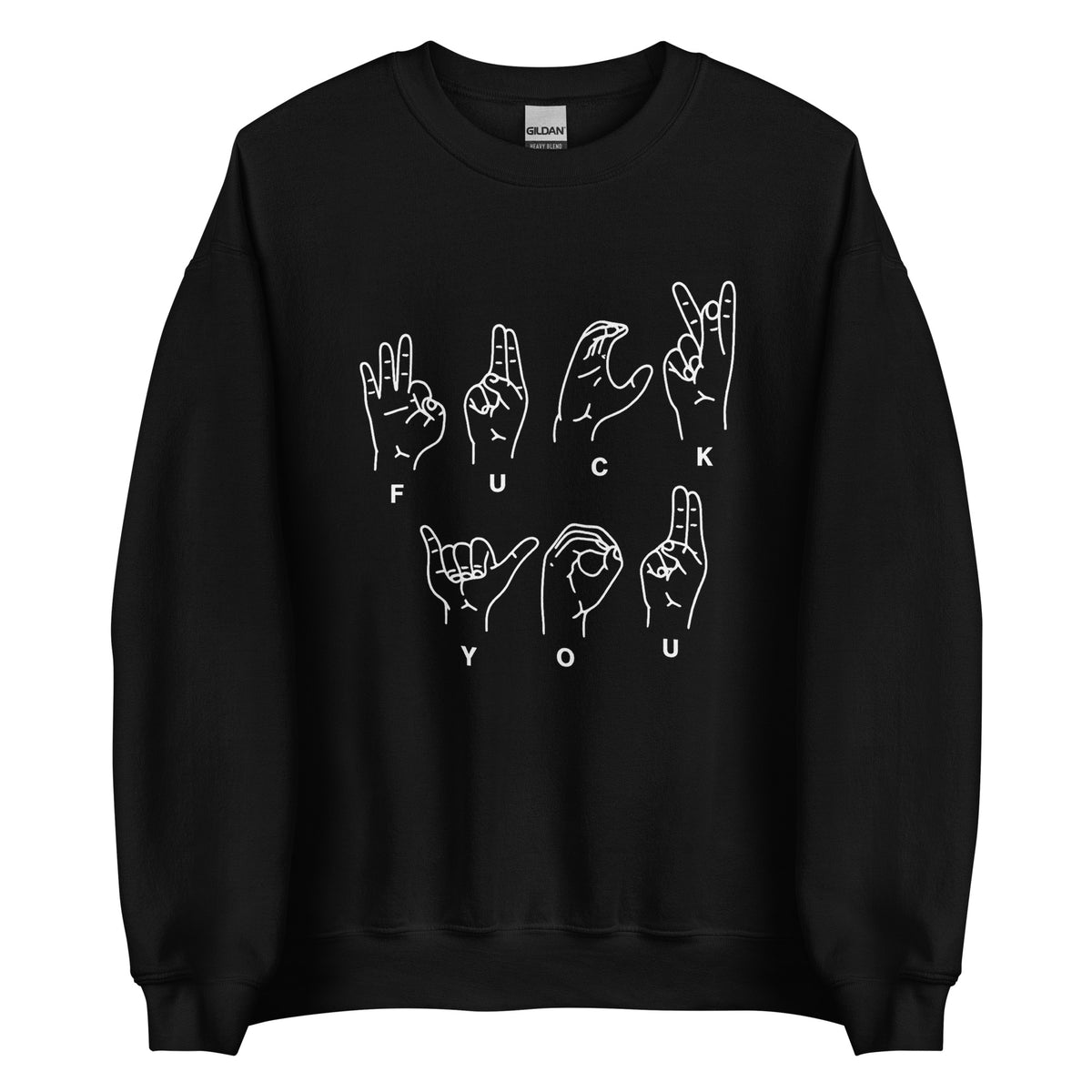 Fuck You Handsign Unisex Sweater – schwarz, Vorderansicht