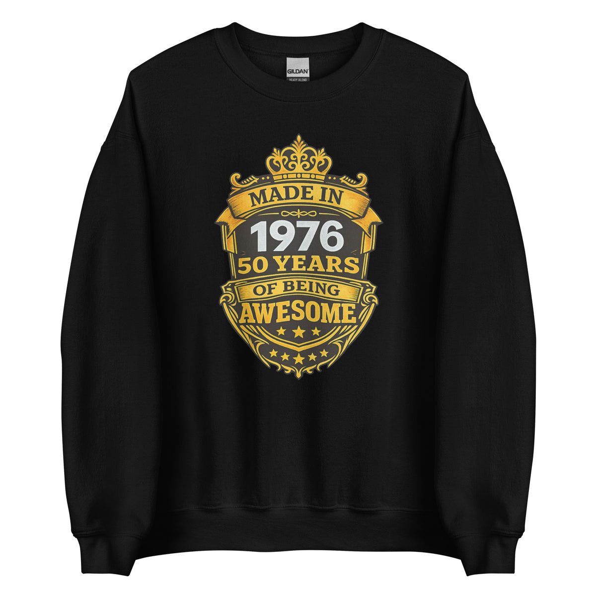 Made in 1976 – 50 Years of Being Awesome – Unisex Sweater – schwarz, Vorderansicht