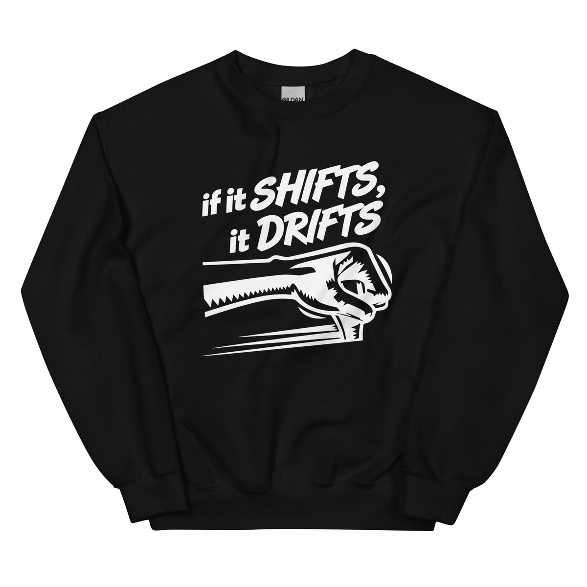 If It Shifts It Drifts Unisex-Sweater – schwarz, Vorderansicht