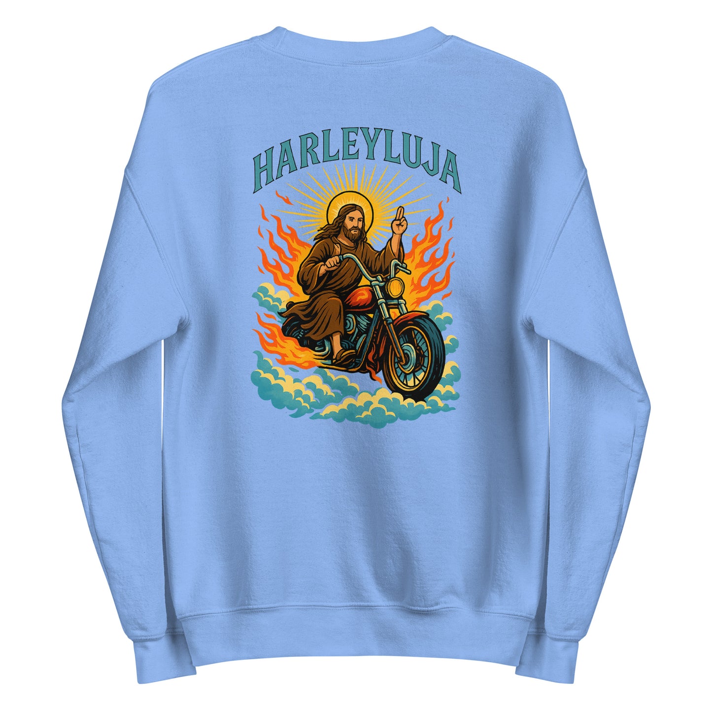 Harleyluja – Jesus fährt Chopper Backprint - Unisex-Pullover