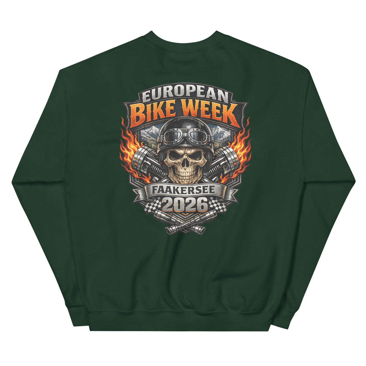 European Bike Week 2026 – Biker Sweater – grün, Rückansicht