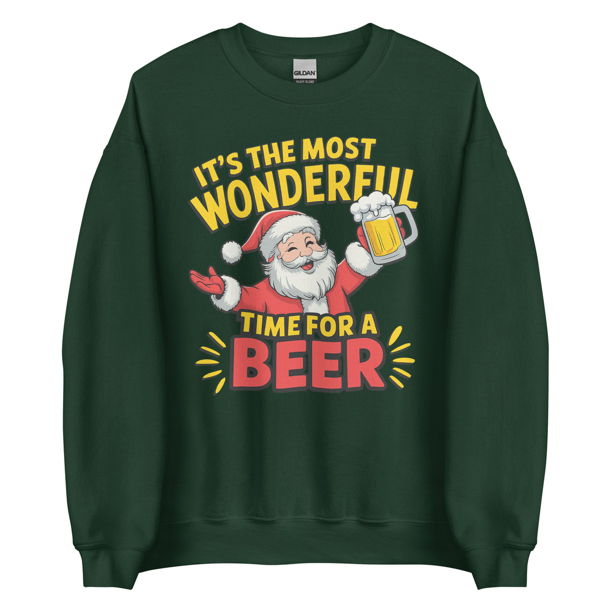It’s the Most Wonderful Time for a Beer – Unisex Sweater – grün, Vorderansicht