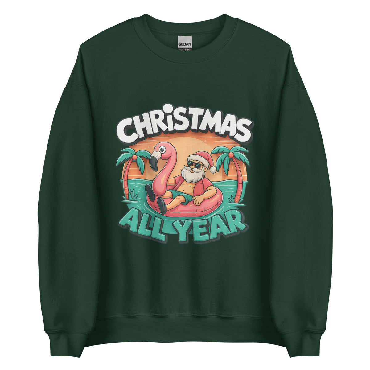 Christmas All Year – Unisex Sweater – grün, Vorderansicht