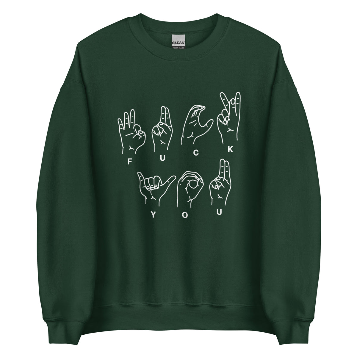 Fuck You Handsign Unisex Sweater – grün, Vorderansicht