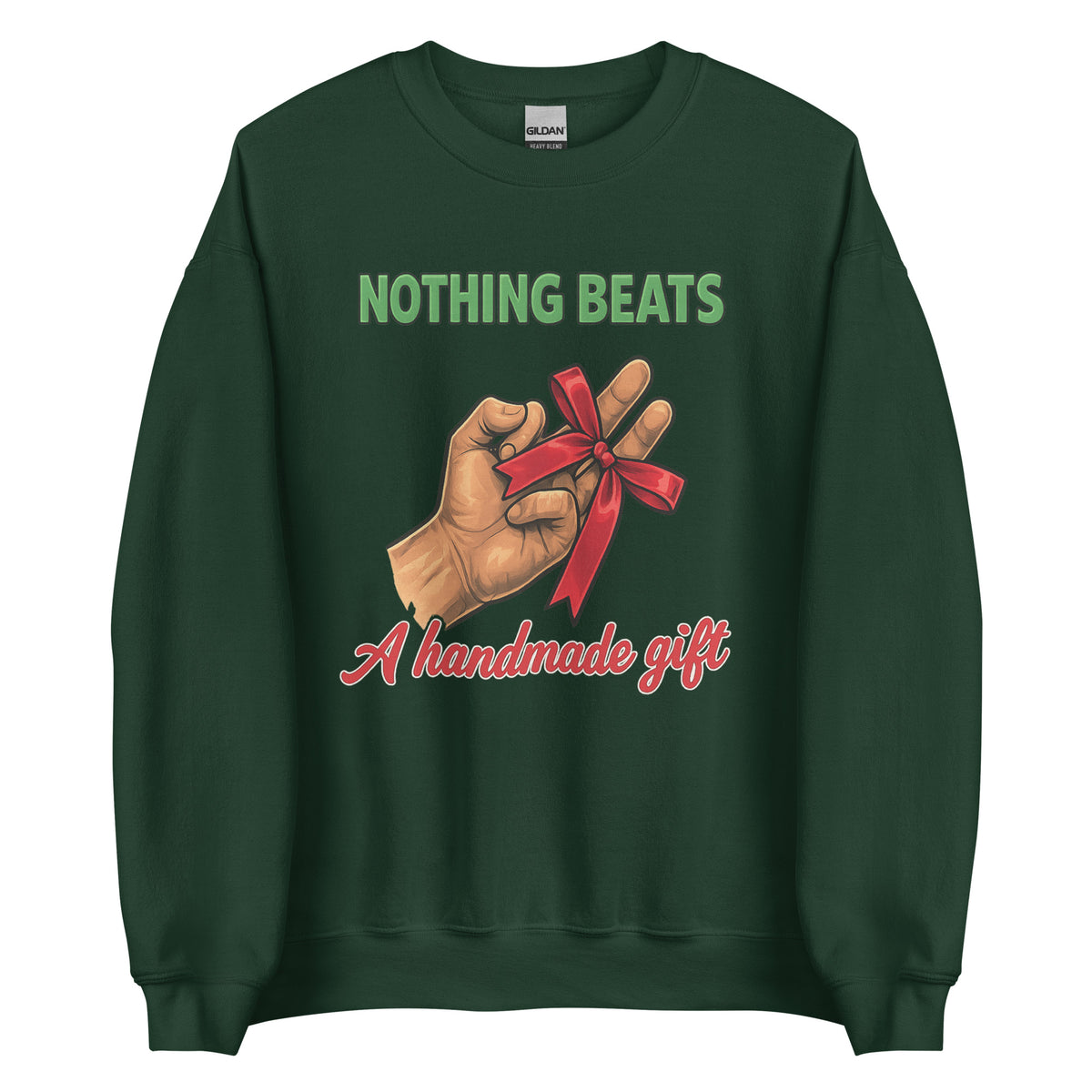 Nothing Beats a Handmade Gift – Unisex Sweater – grün, Vorderansicht