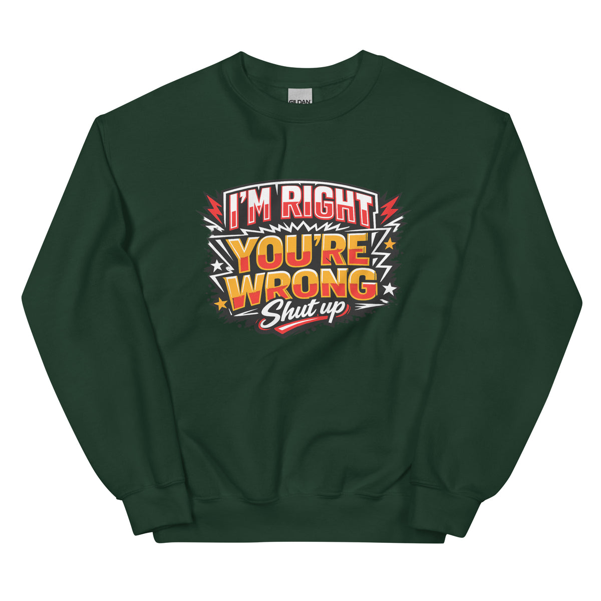 I’m Right You’re Wrong – Statement Sweater – grün, Vorderansicht