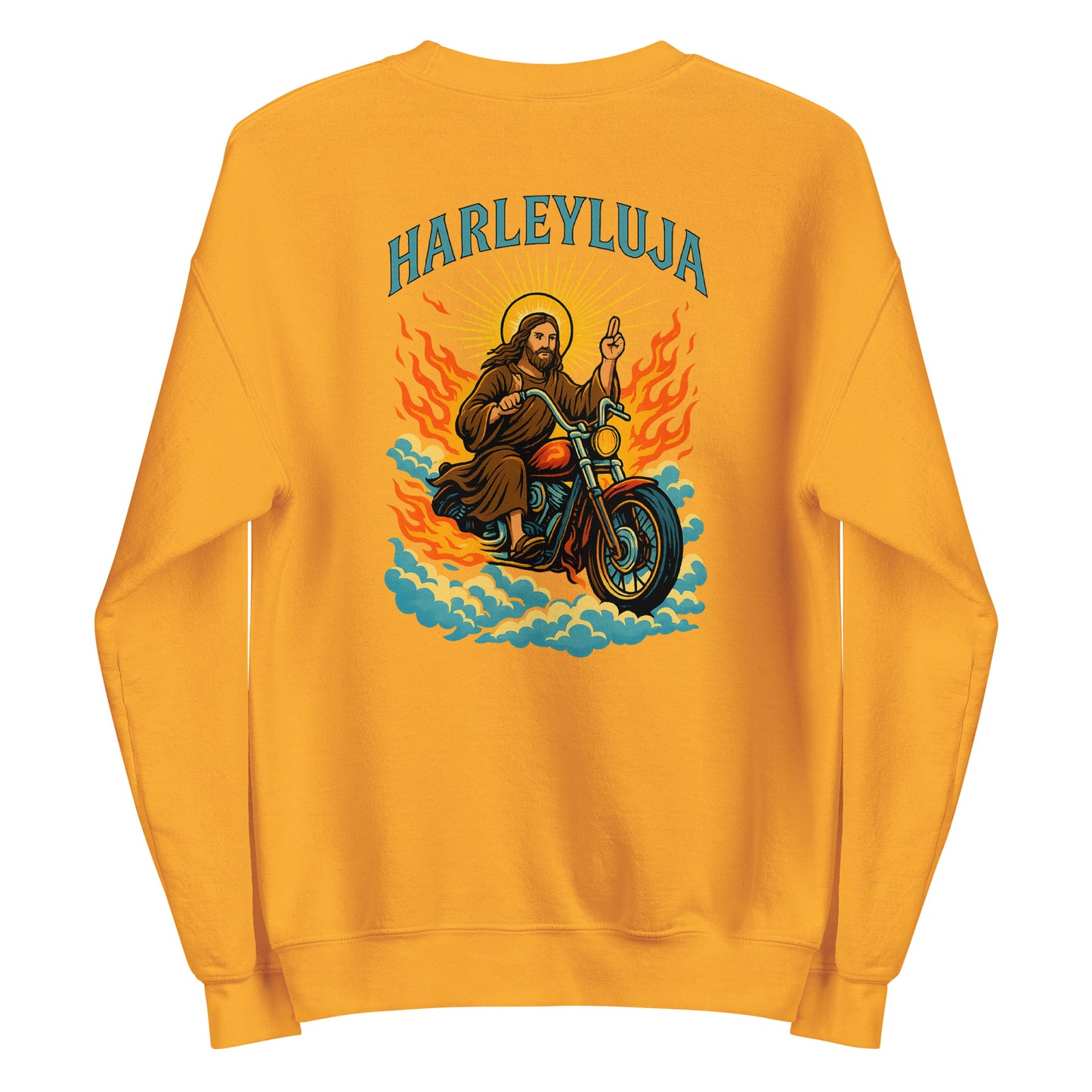 Harleyluja – Jesus fährt Chopper Backprint - Unisex-Pullover