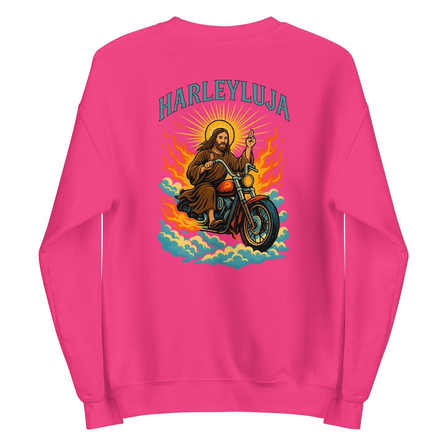 Harleyluja – Jesus fährt Chopper Backprint - Unisex-Pullover