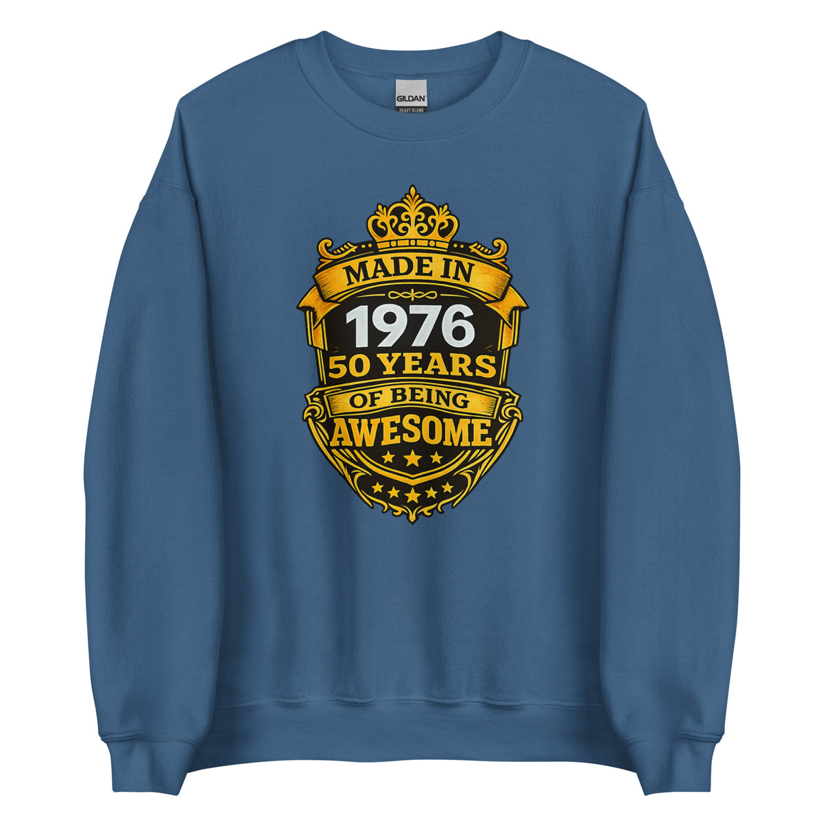 Made in 1976 – 50 Years of Being Awesome – Unisex Sweater – blau, Vorderansicht